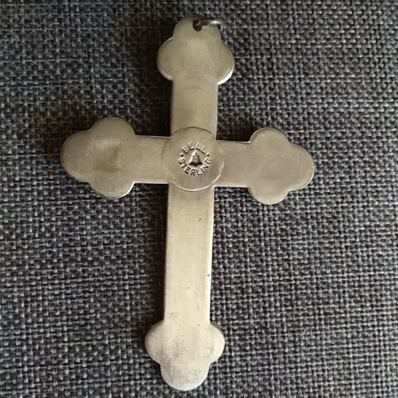 Vintage Native American Navajo Sterling & Turquoise Cross Pendant - Picture 6 of 8